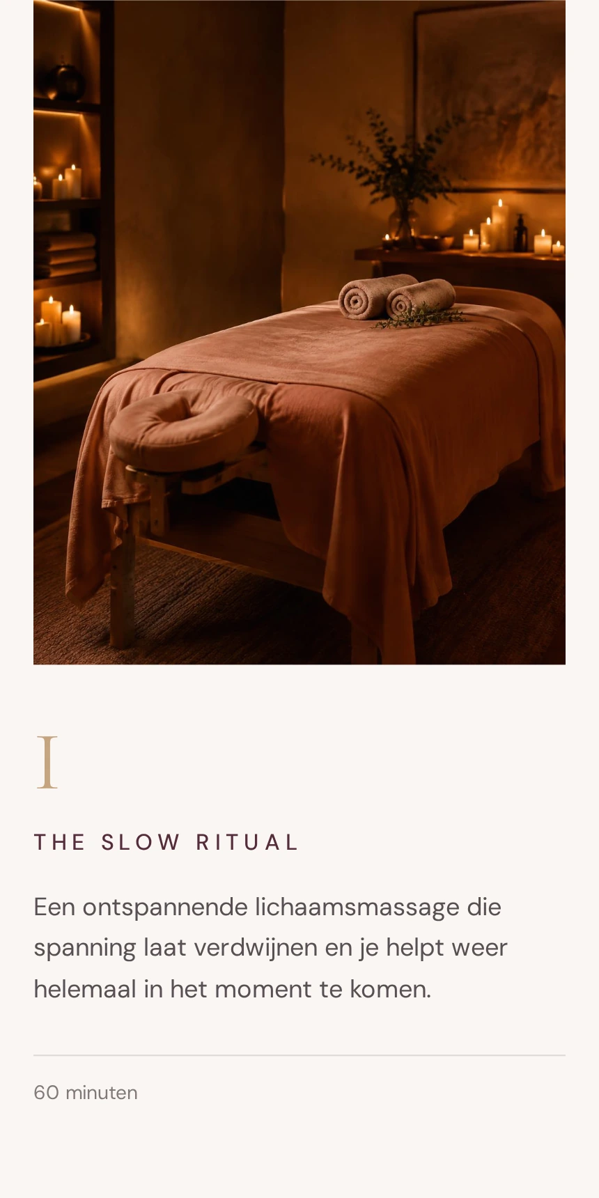 The Slow Ritual op ROSAVEN met behandelruimte en originele projecttekst